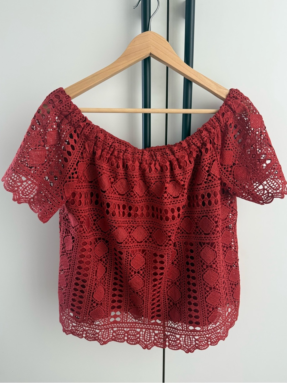 Anthropologie Lace Top Dark Red - Small